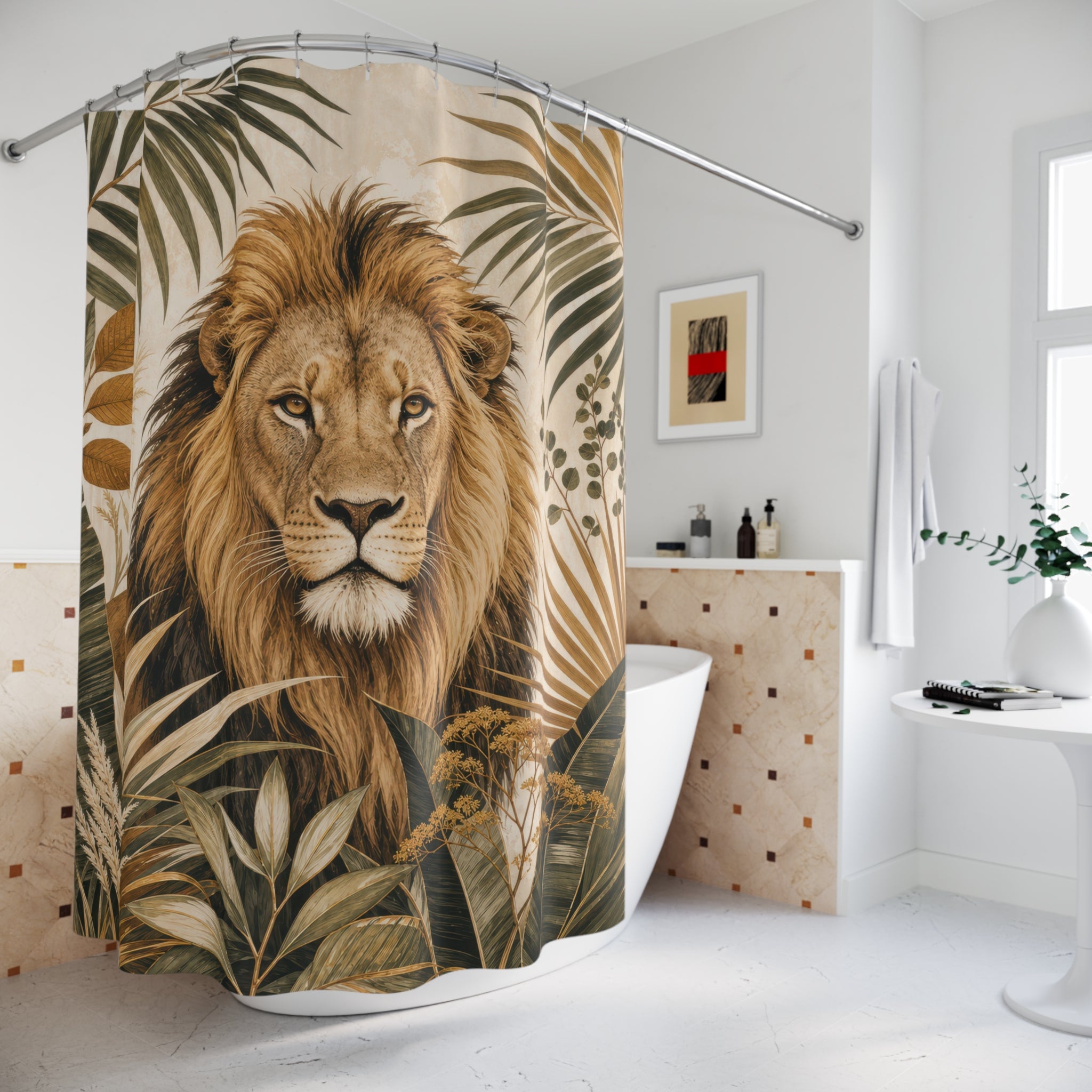 Tropical Palm Animal Portrait Shower Curtain
