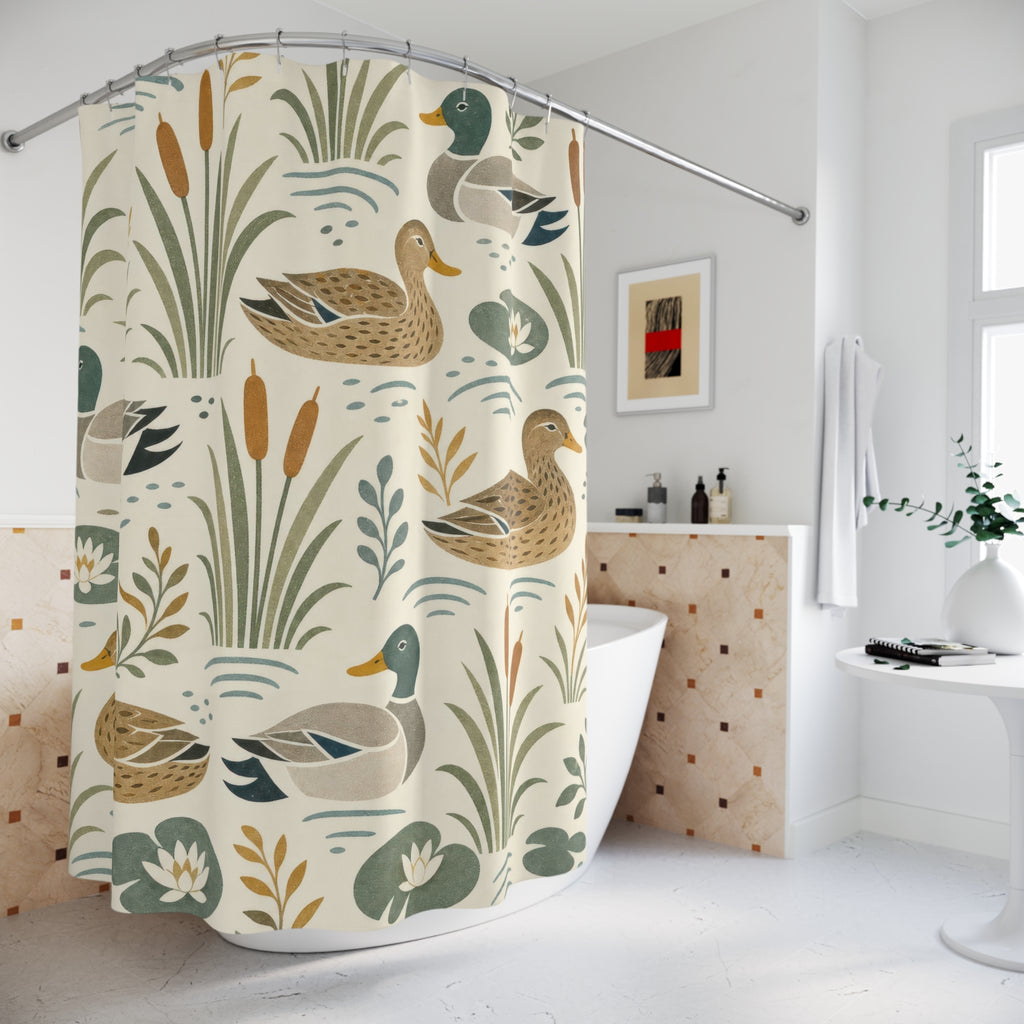 Retro Mallard Reed Shower Curtain