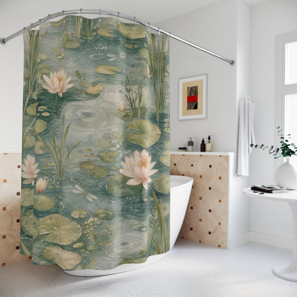 Lily Pad Pond Watercolor Shower Curtain