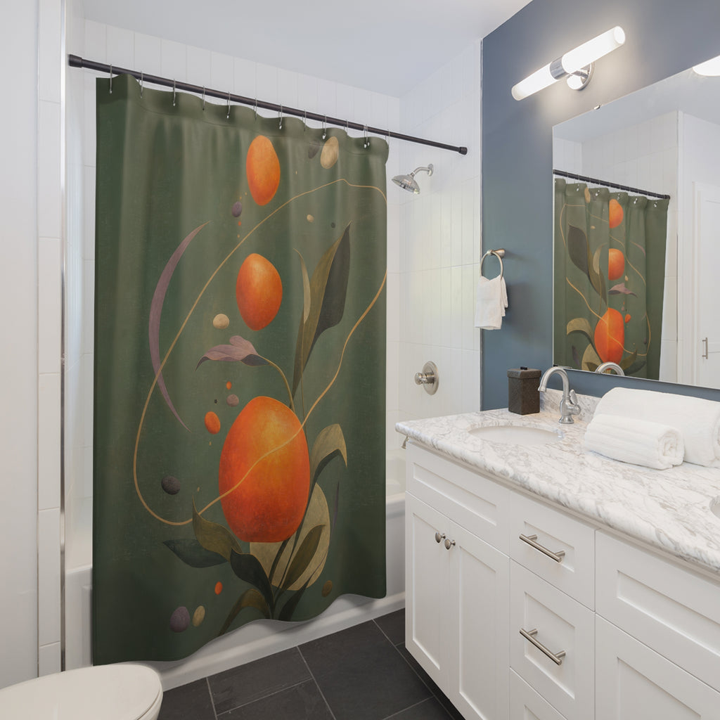 Persimmon Orbit Orange Shower Curtain