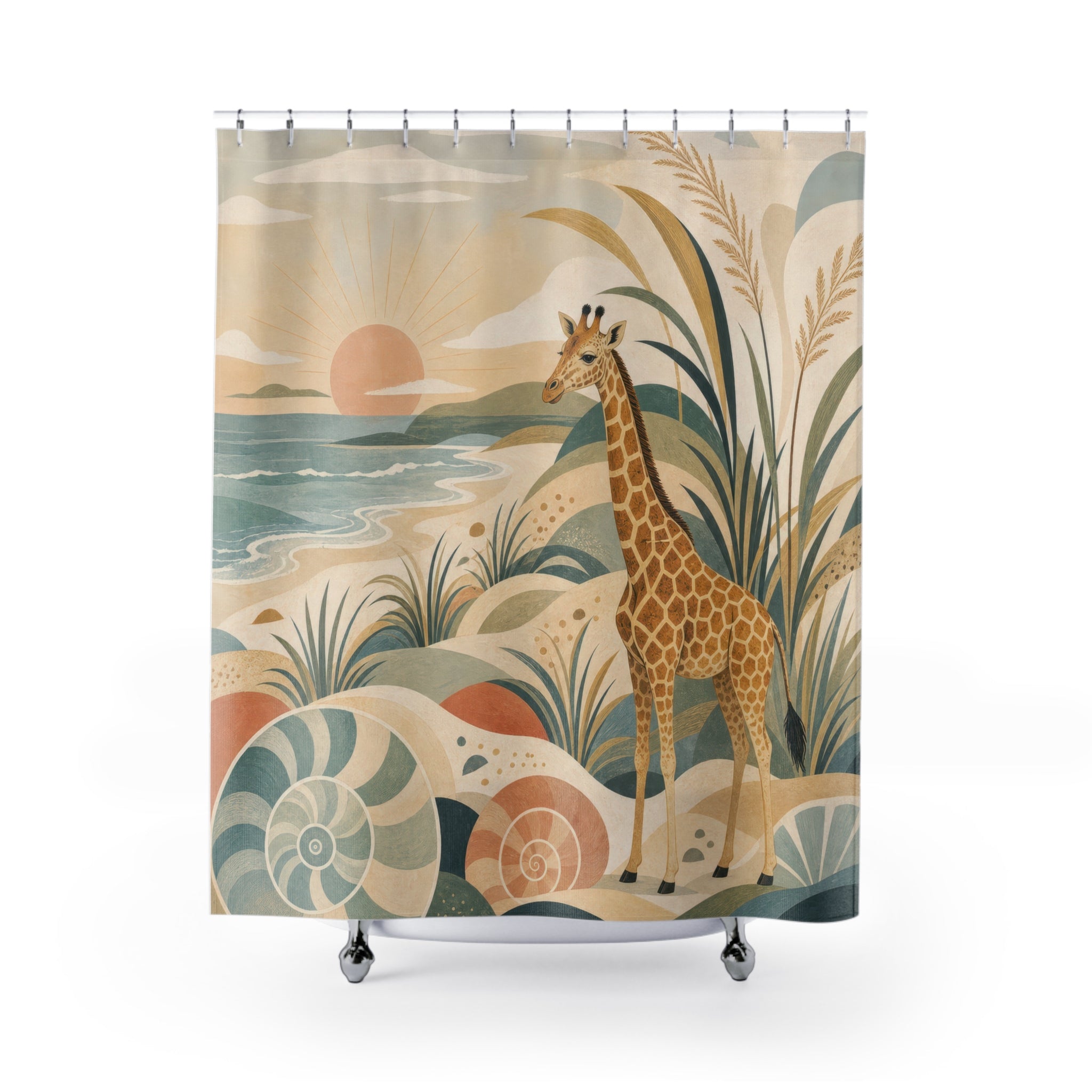 Coastal Safari Animal Scene Shower Curtain
