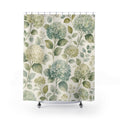 Blue Green Hydrangea Print Shower Curtain