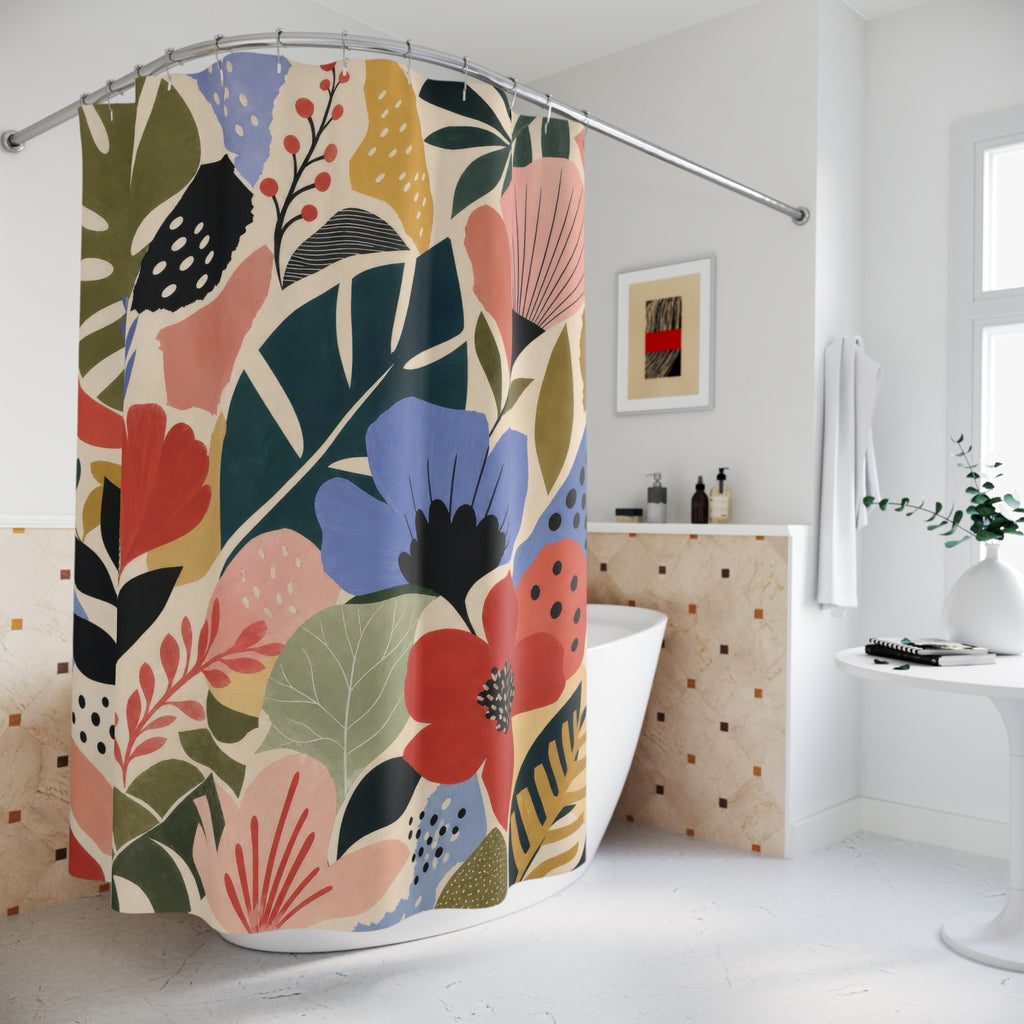 Modern Tropical Floral Shower Curtain
