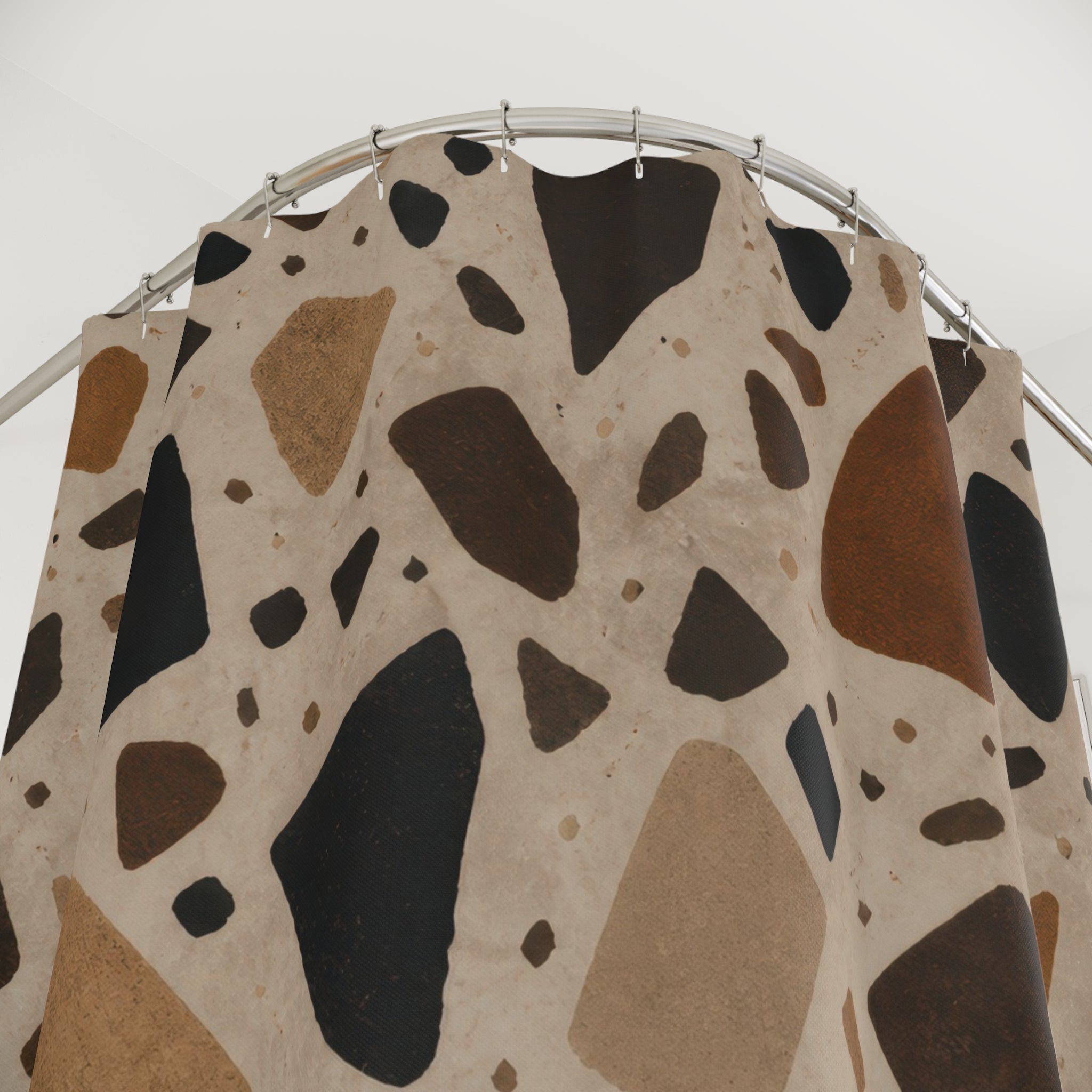 Black Brown Speckled Stone Shower Curtain
