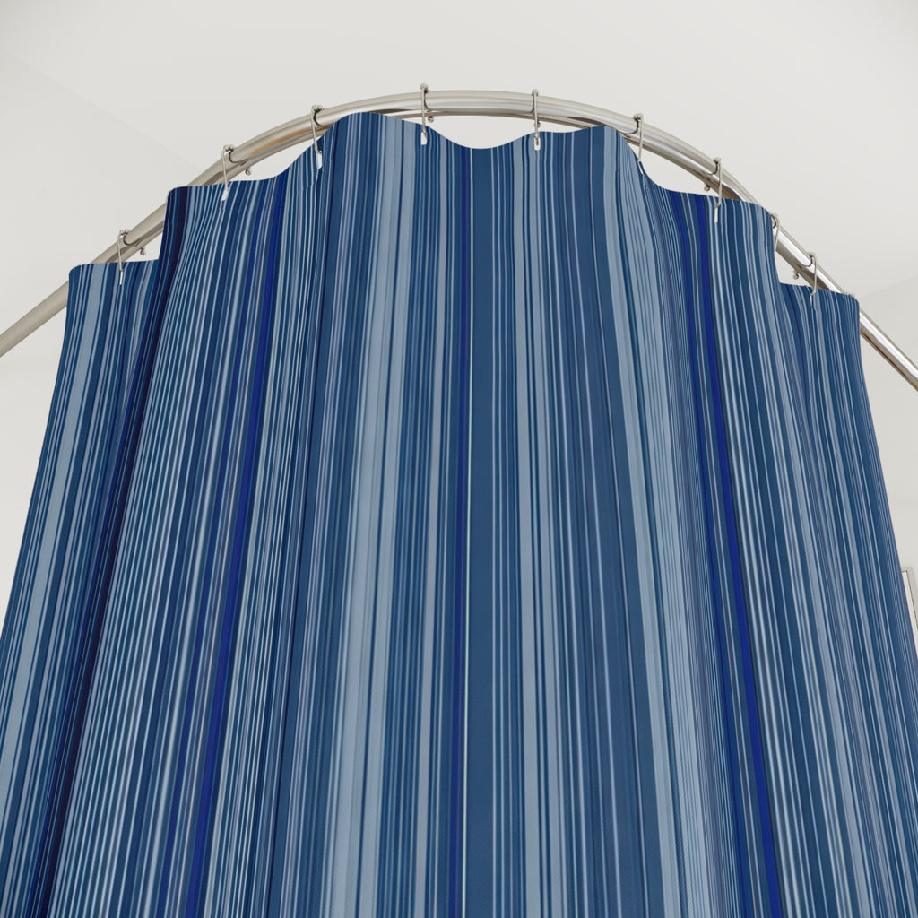 Navy Slate Dense Pinstripe Shower Curtain