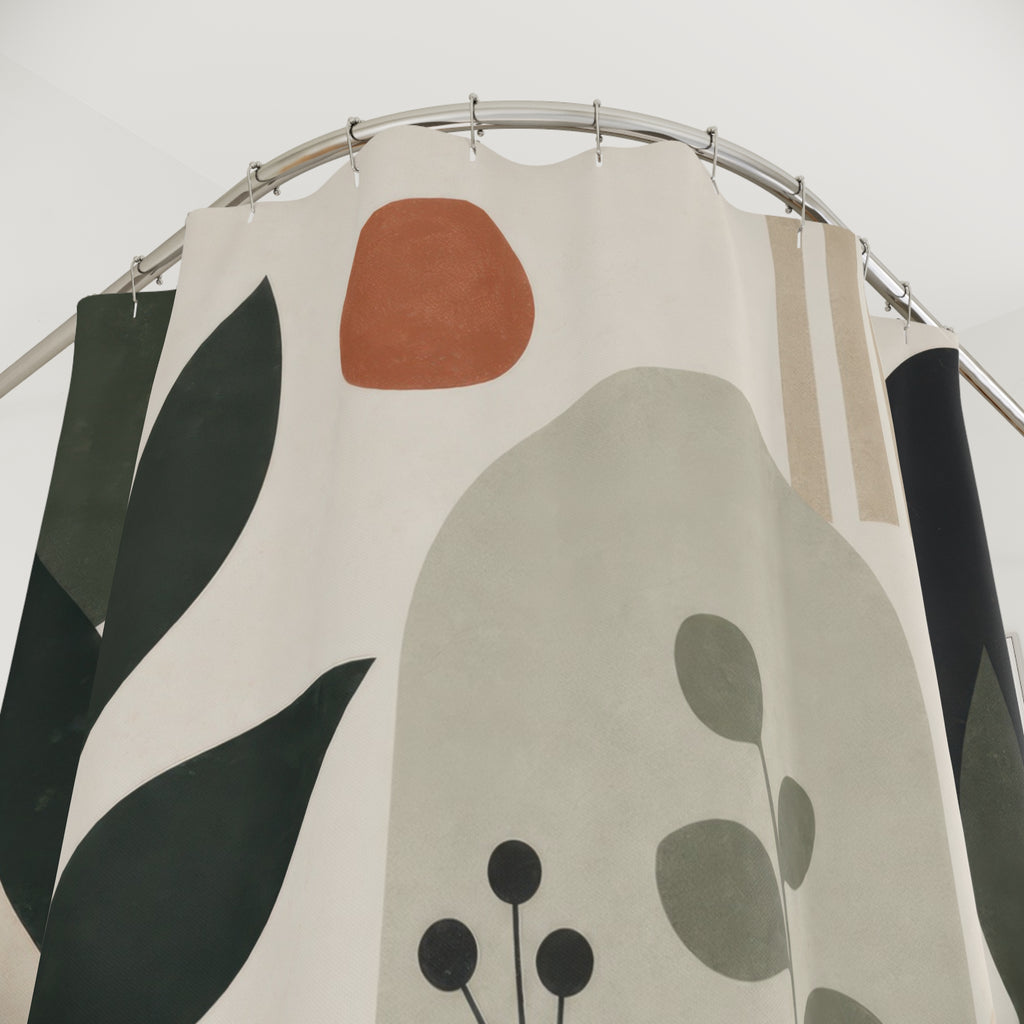 Modern Botanical Plant Shower Curtain