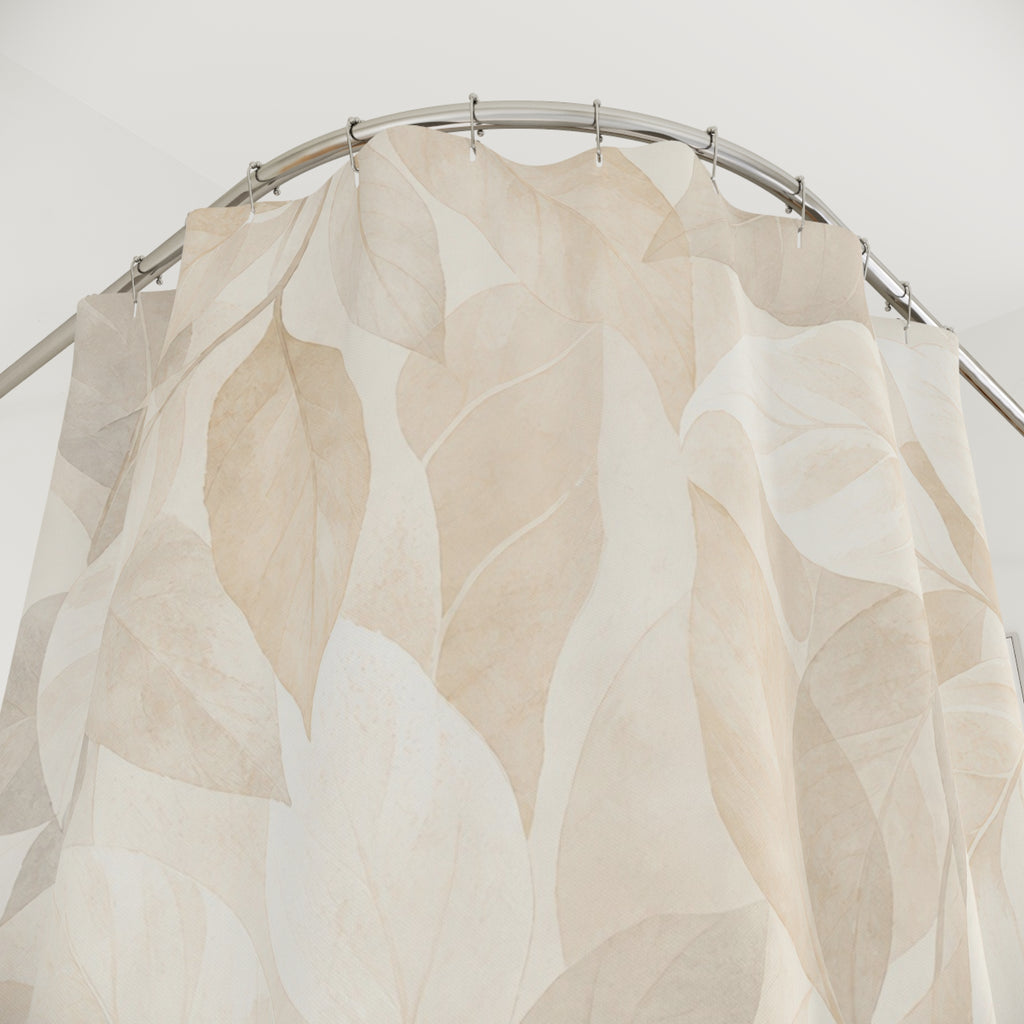Large Cream Leaf Shower Curtain