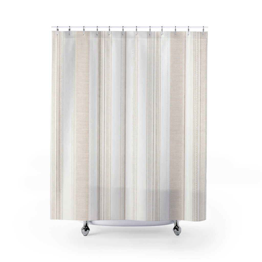 Minimal Ivory Stripe Shower Curtain