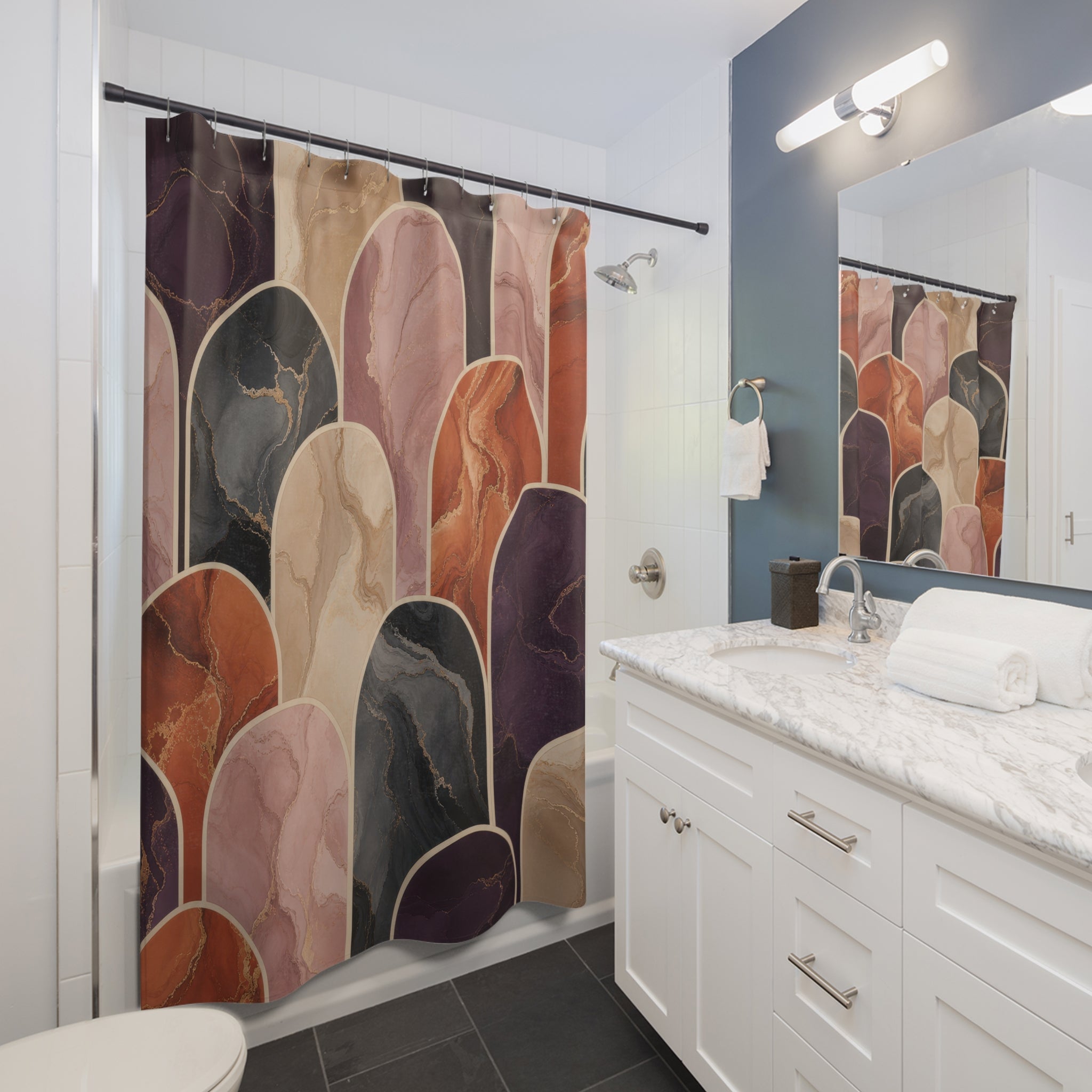Marbled Scallop Arch Shower Curtain
