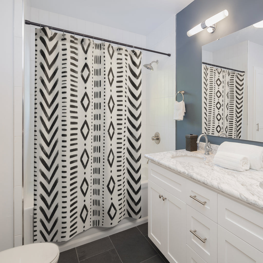 Black White Striped Shower Curtain