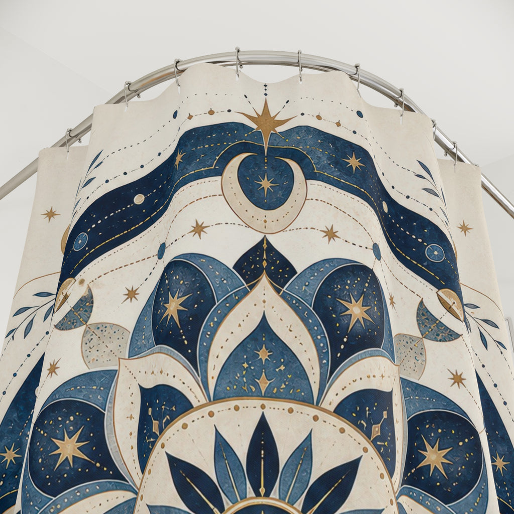 Navy Blue Compass Medallion Shower Curtain