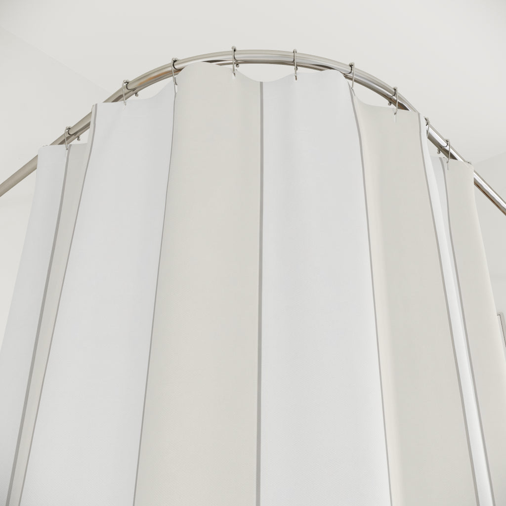 Ivory Beige Wide Stripe Shower Curtain
