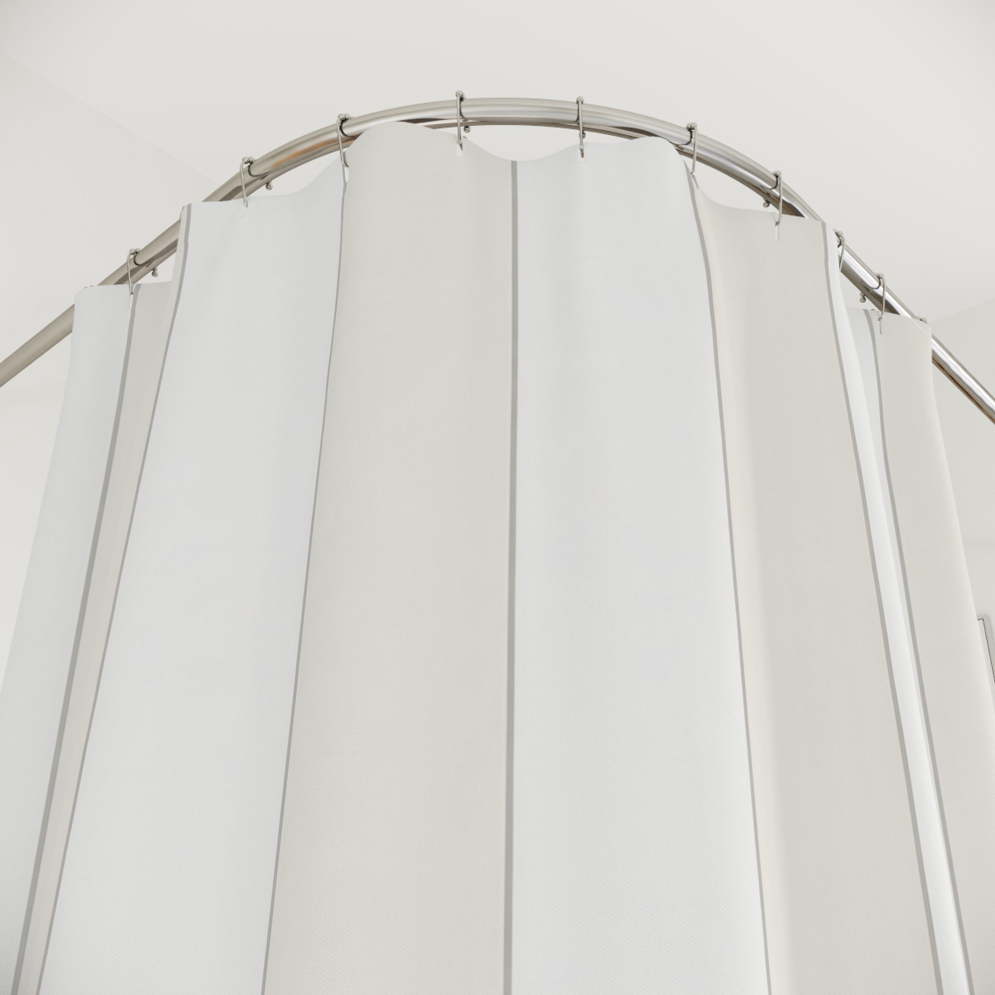 Ivory Beige Wide Stripe Shower Curtain
