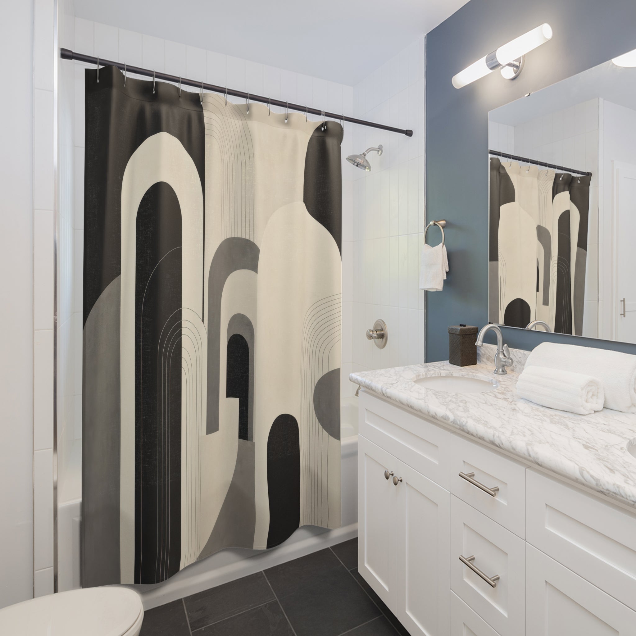 Black Ivory Architectural Arch Shower Curtain