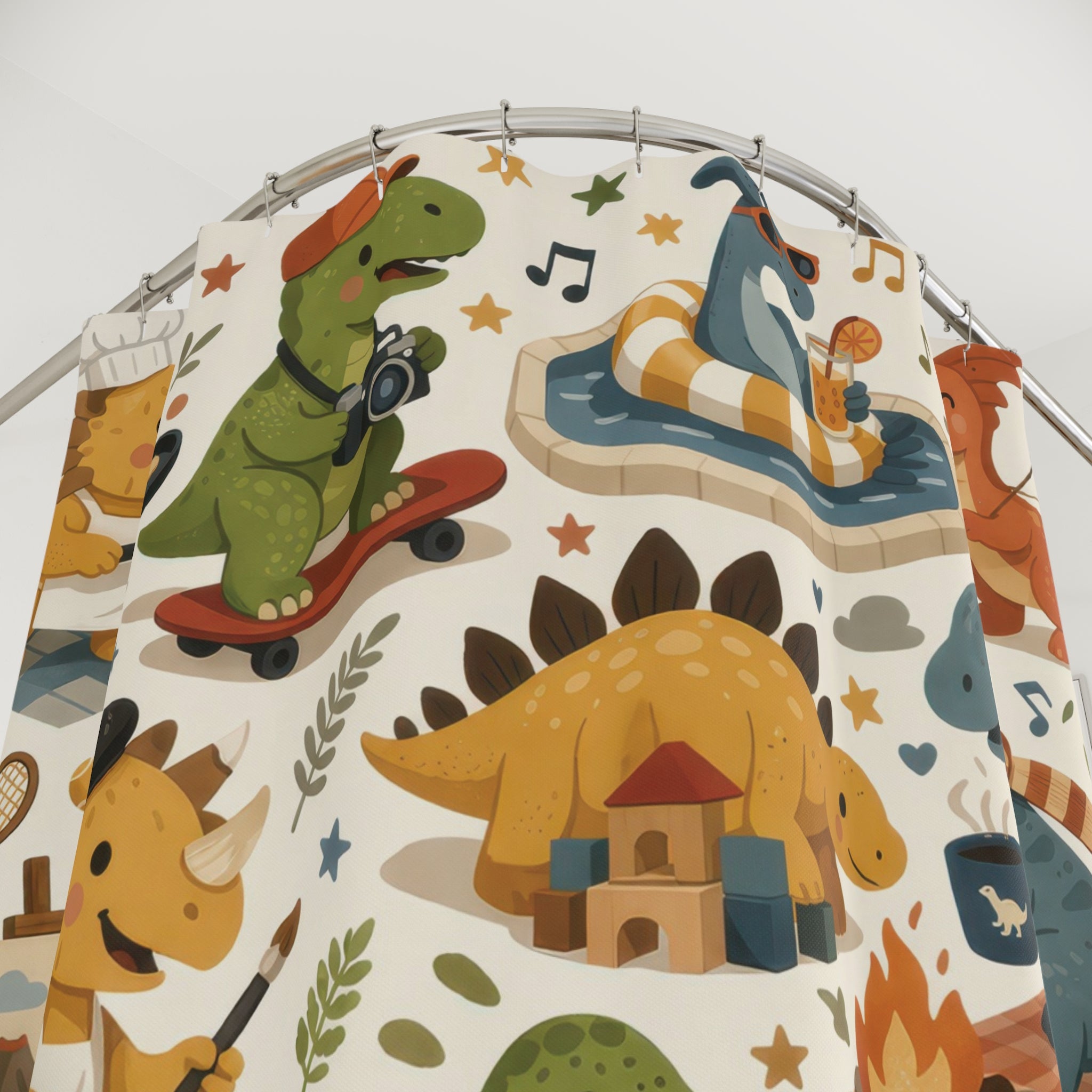 Whimsical Dinosaur Shower Curtain