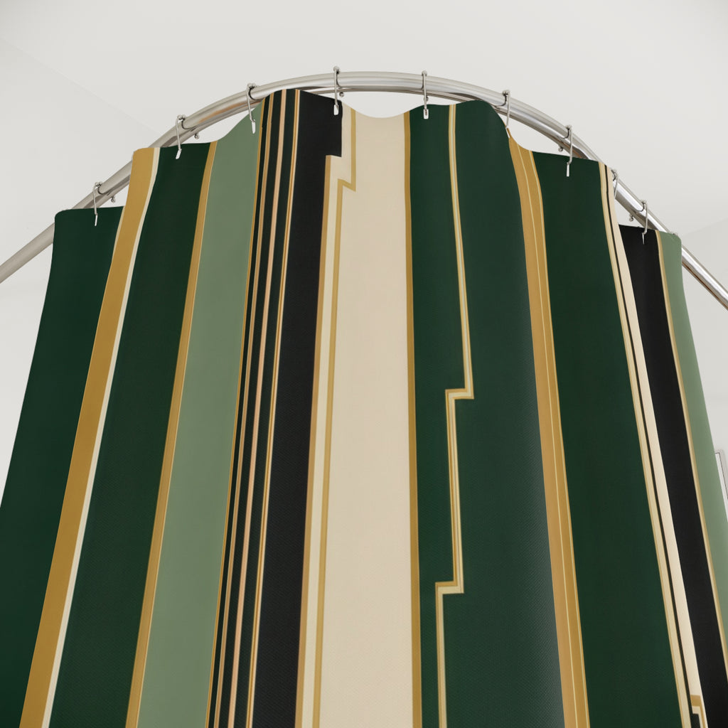 Black Gold Art Deco Column Stripe Shower Curtain