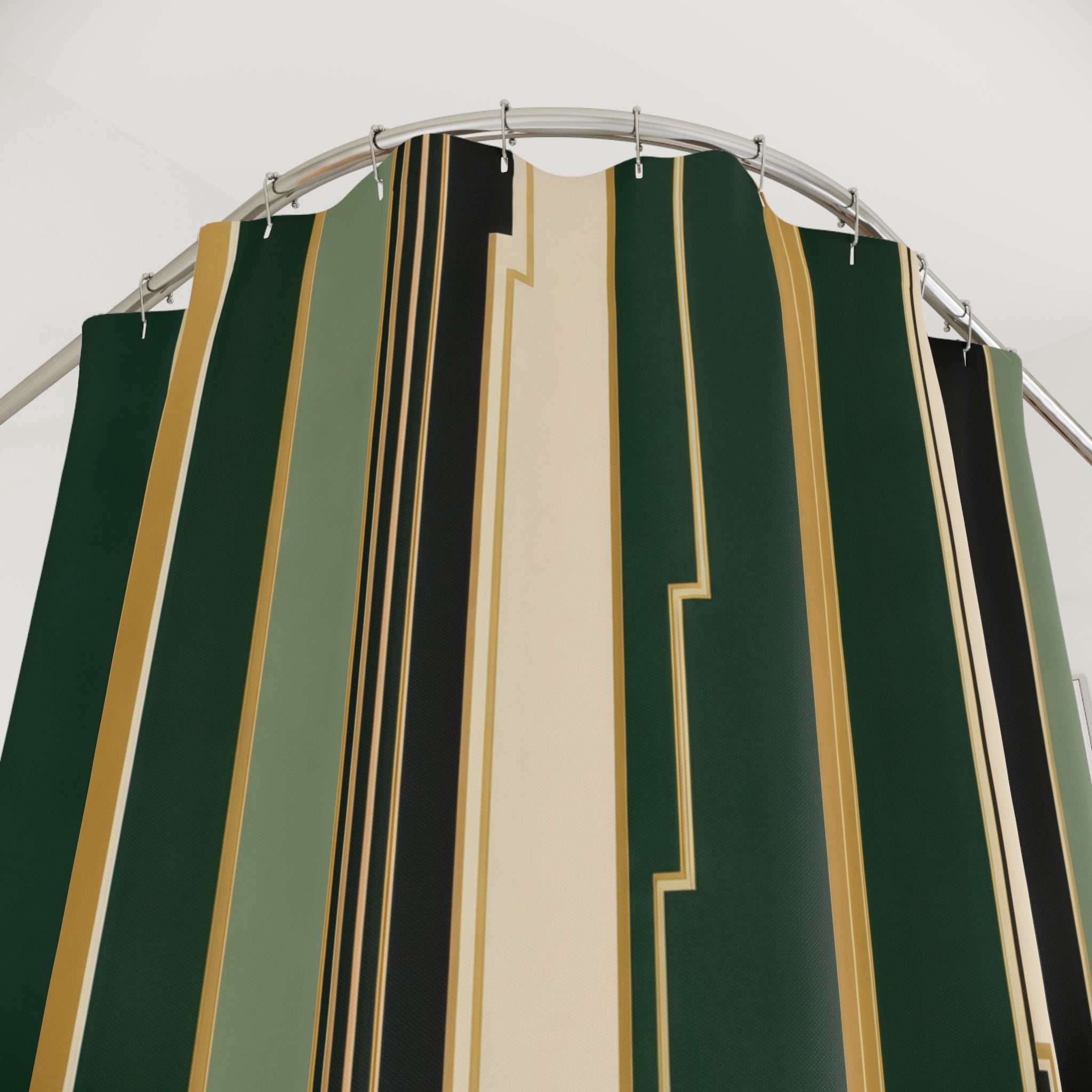 Black Gold Art Deco Column Stripe Shower Curtain