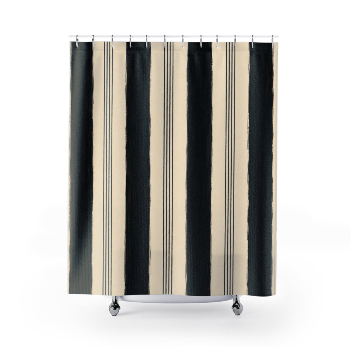 Ivory White Cabana Pinstripe Shower Curtain