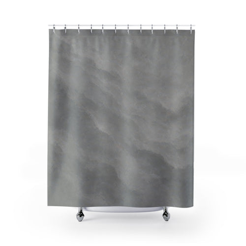 Abstract Watercolor Gray shower curtain with full front view