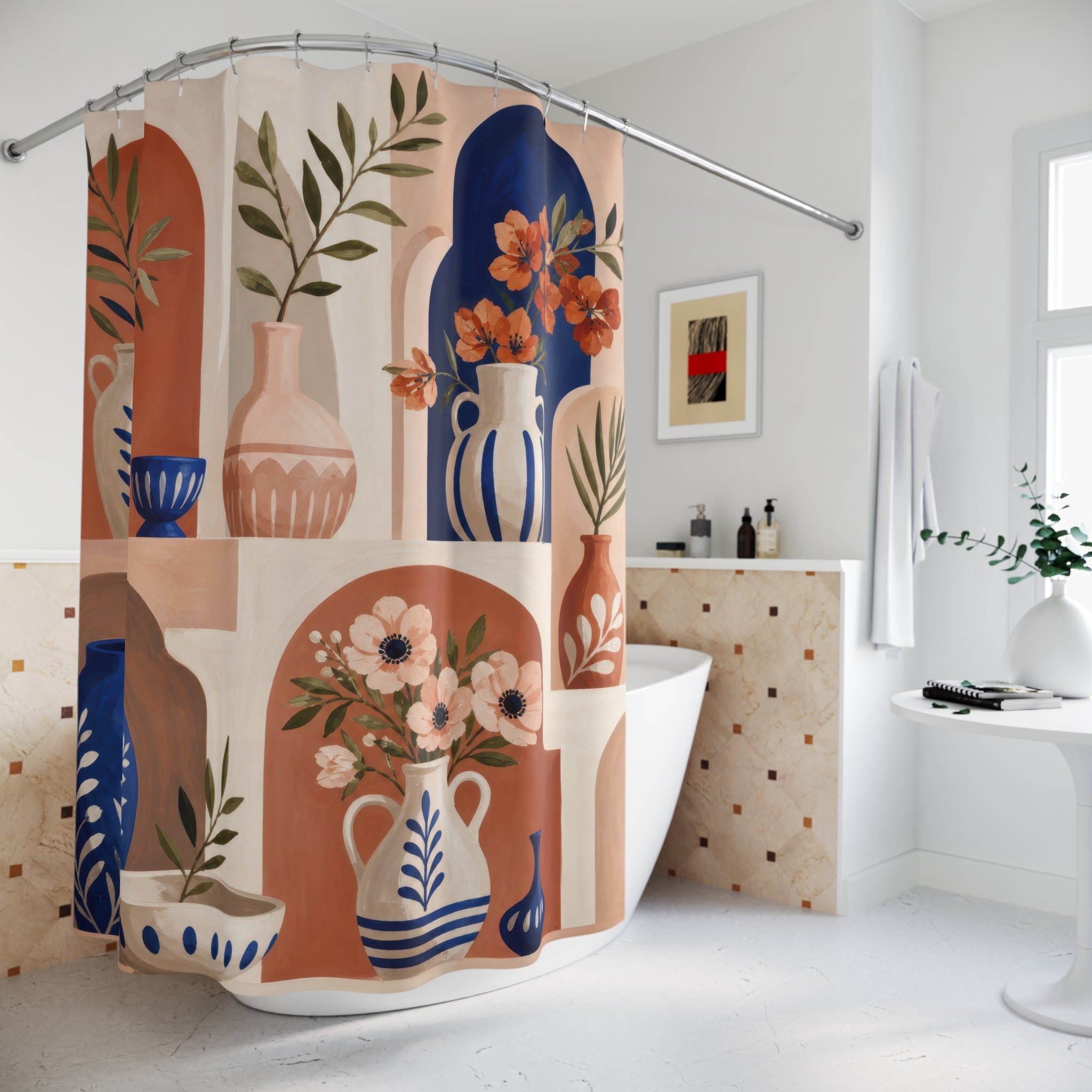 Ceramic Garden Artistic Shower Curtain