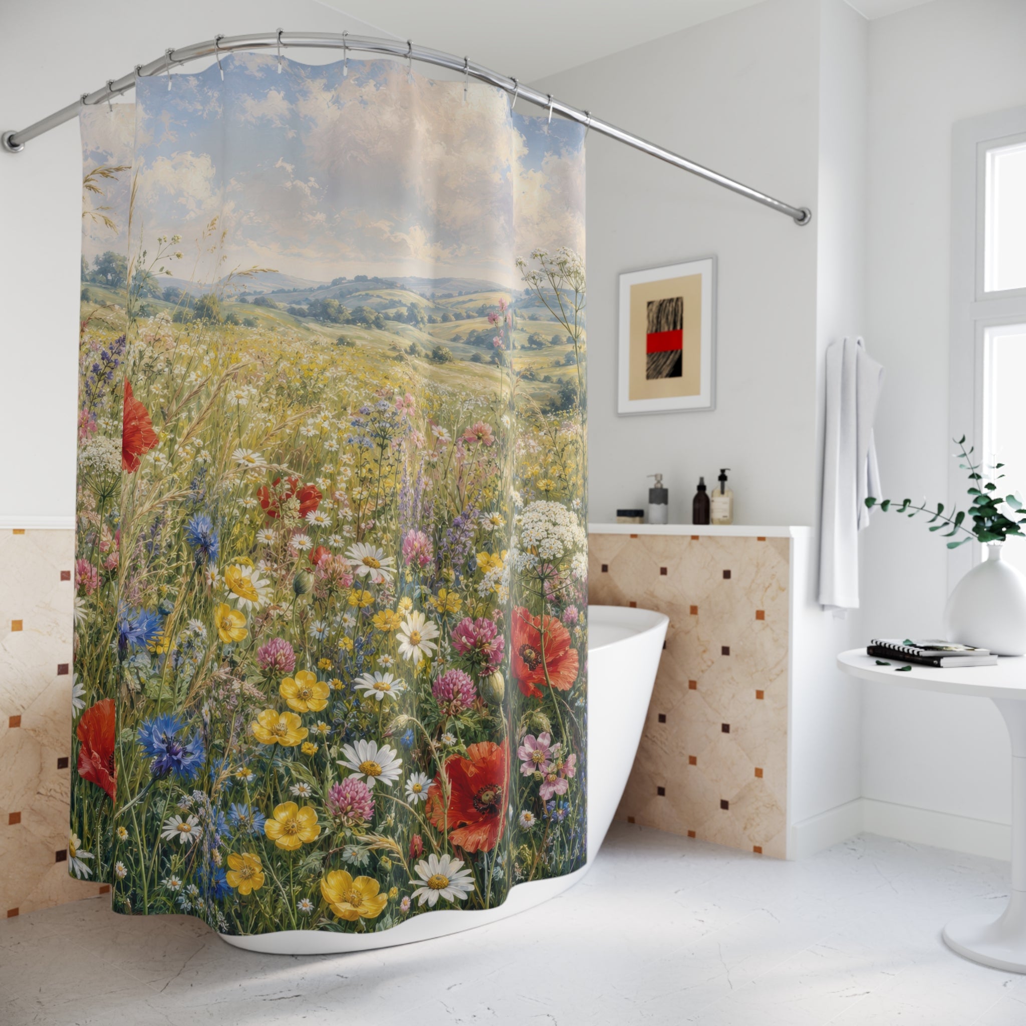 Meadow Shower Curtain: Wildflower Landscape