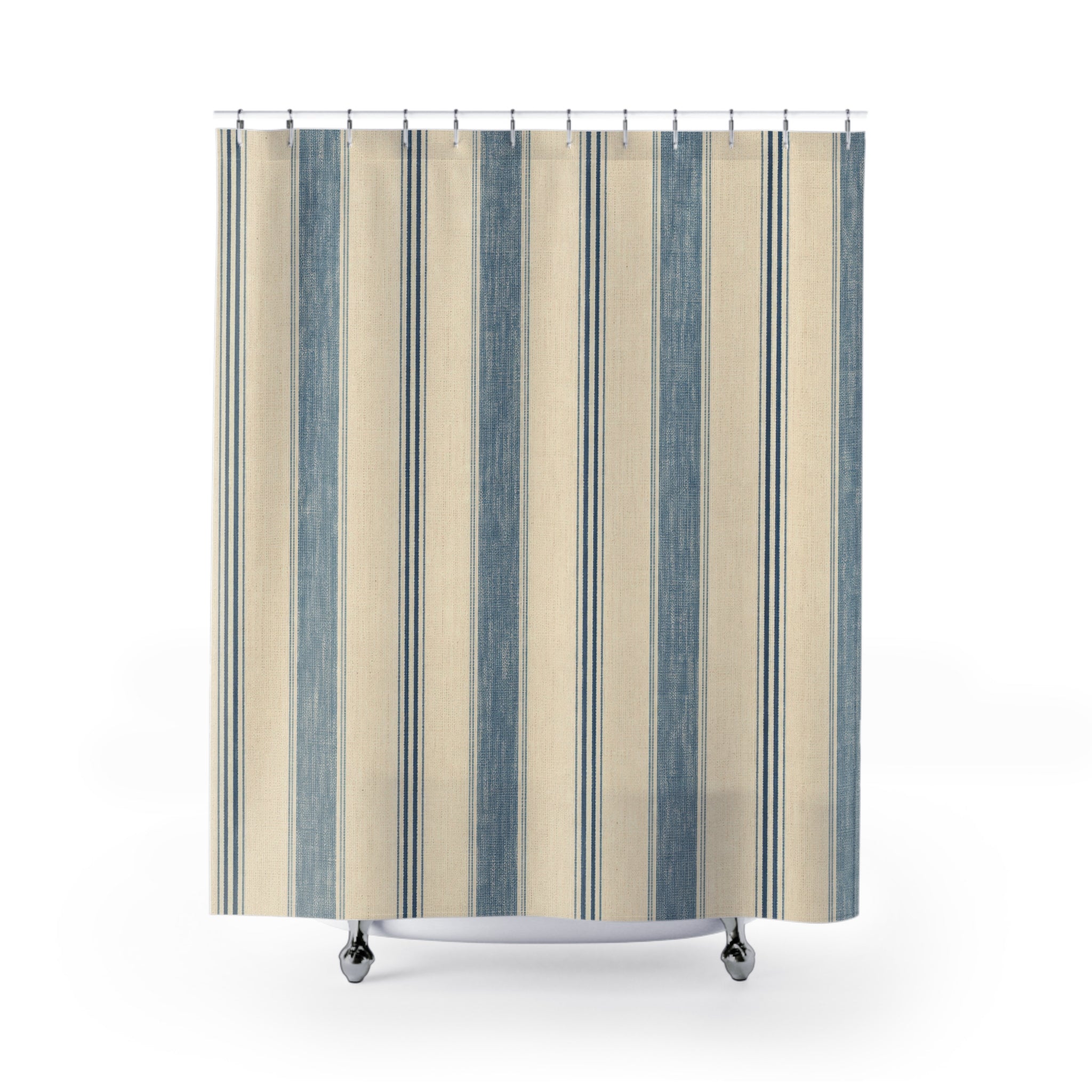 Weathered Denim Stripe Shower Curtain