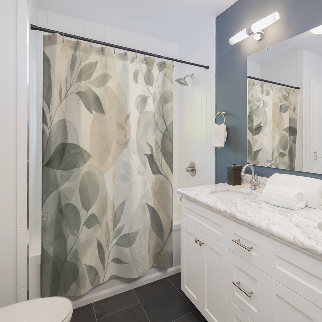 Sage Leaf Abstract Shower Curtain