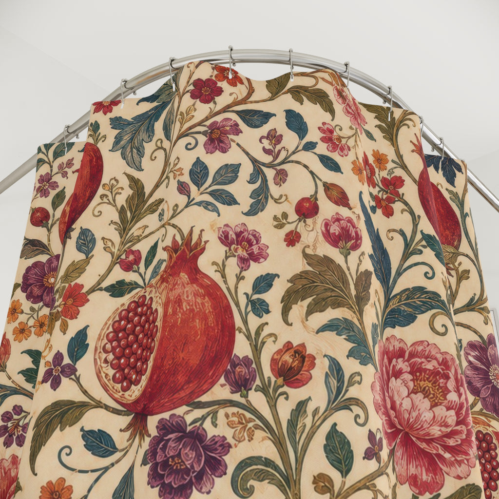 Pomegranate Garden Boho Floral Shower Curtain