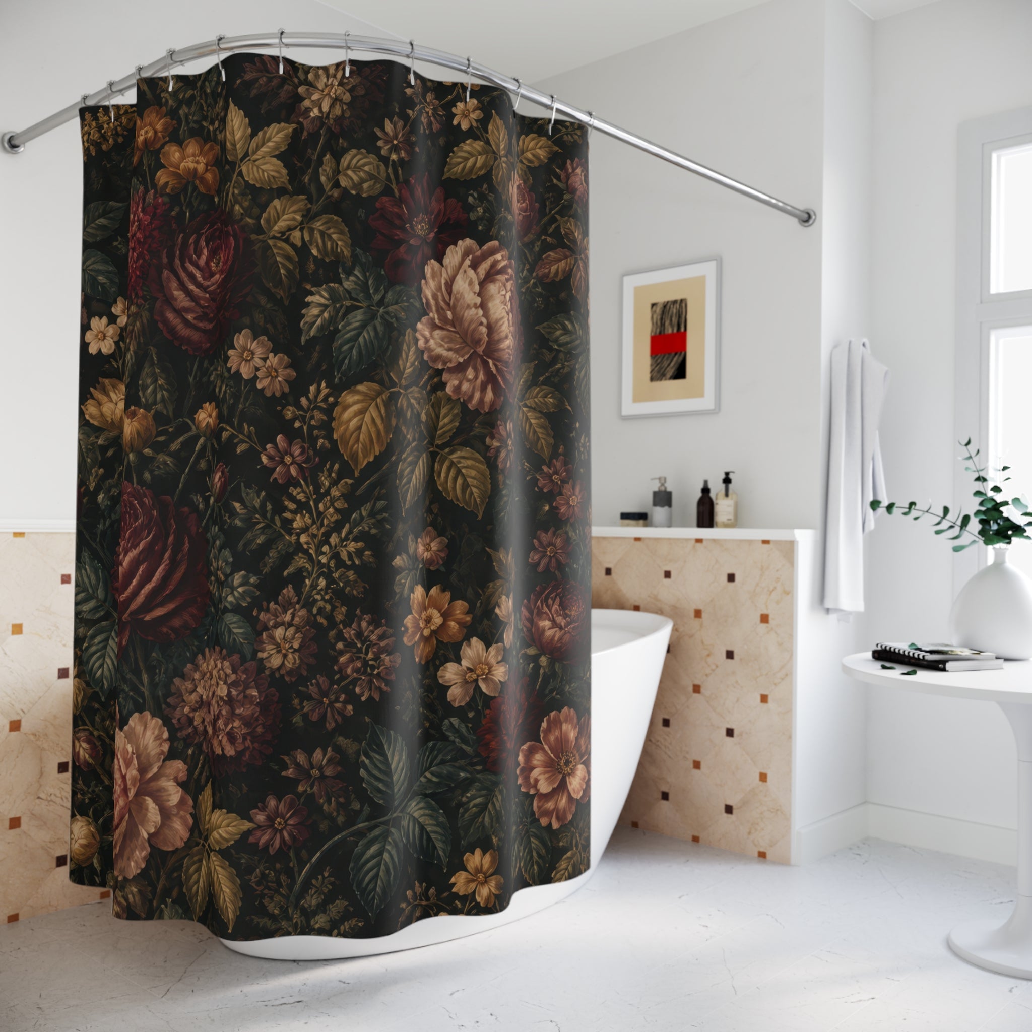 Vintage Rose Botanical Shower Curtain