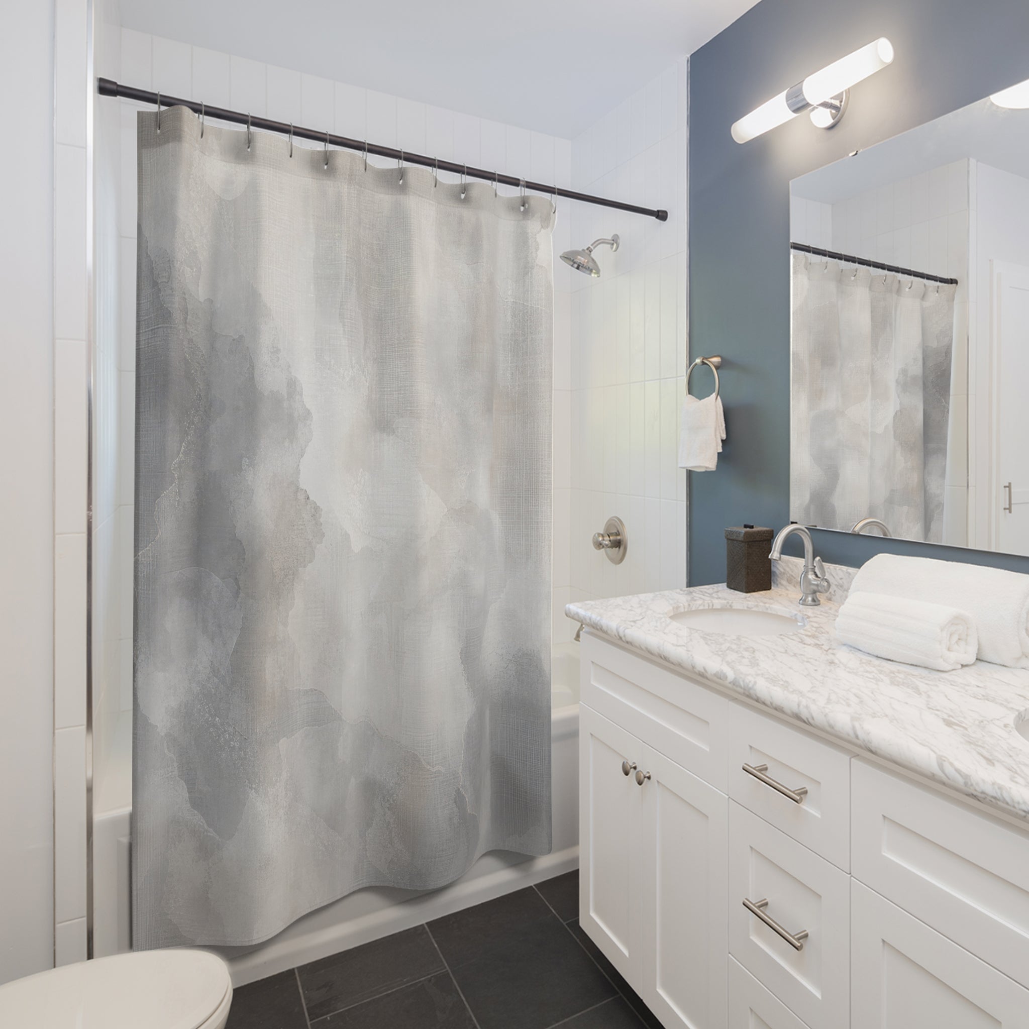 Soft Gray Watercolor Shower Curtain