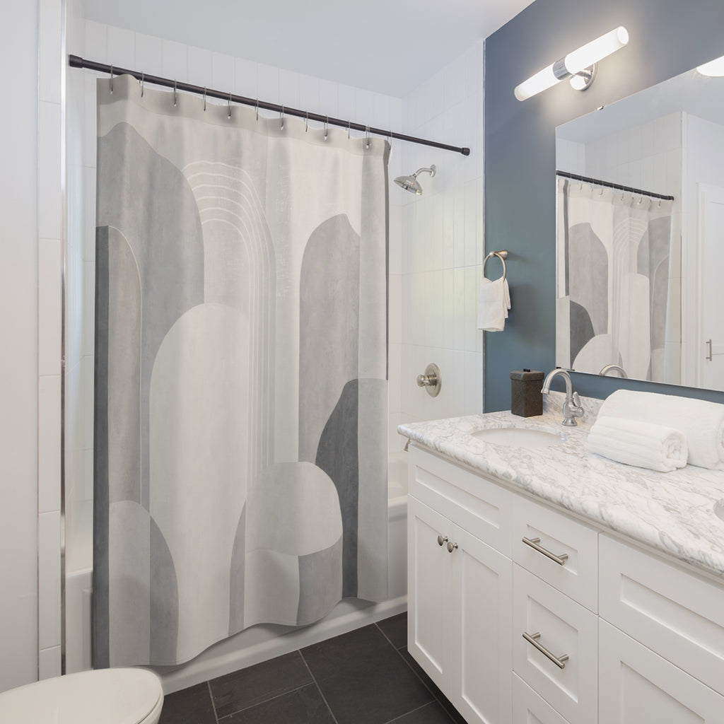 Grey White Geometric Shower Curtain