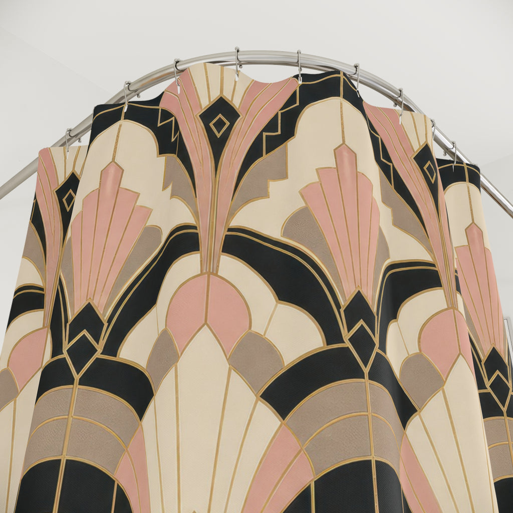 Black Pink Fan Art Deco Shower Curtain