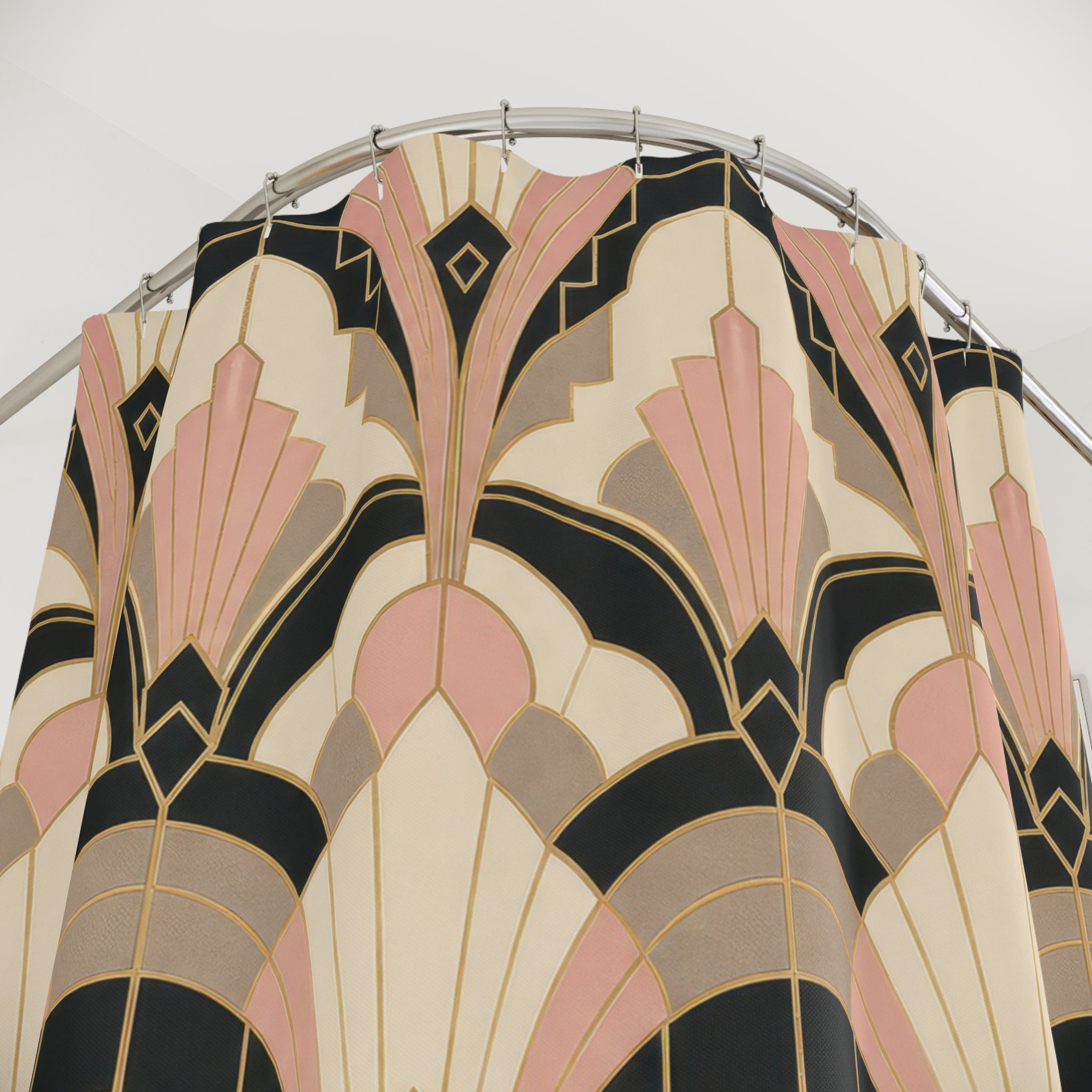 Black Pink Fan Art Deco Shower Curtain