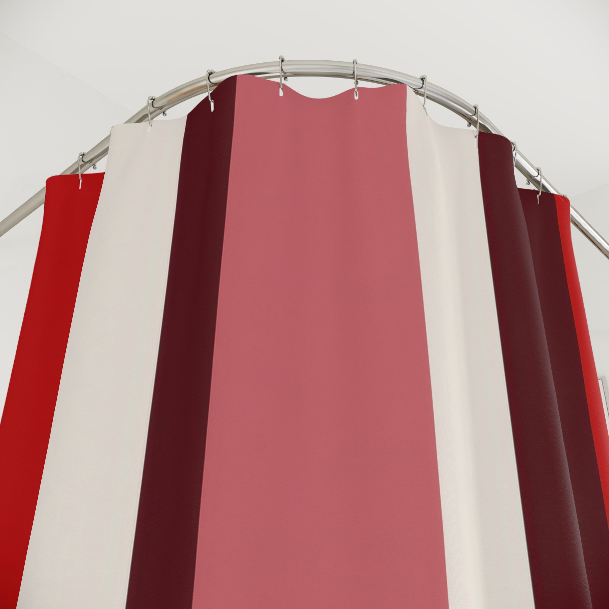 Bold Red Block Stripe Shower Curtain, Red Burgundy Modern Bathroom Decor, Modern Stripe Bath Curtain, Guest Bath Decor, Small Bathroom Decor