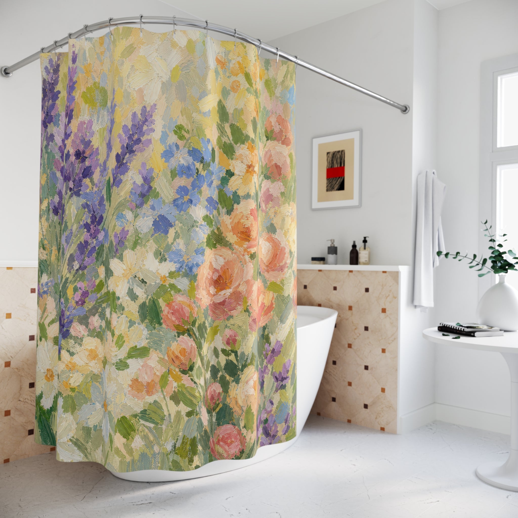 Impressionist Garden Flower Floral Shower Curtain