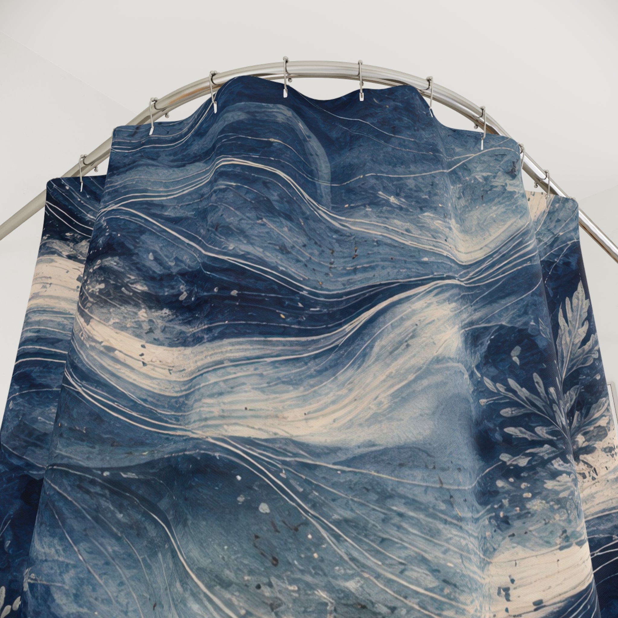 Navy Ocean Watercolor Shower Curtain