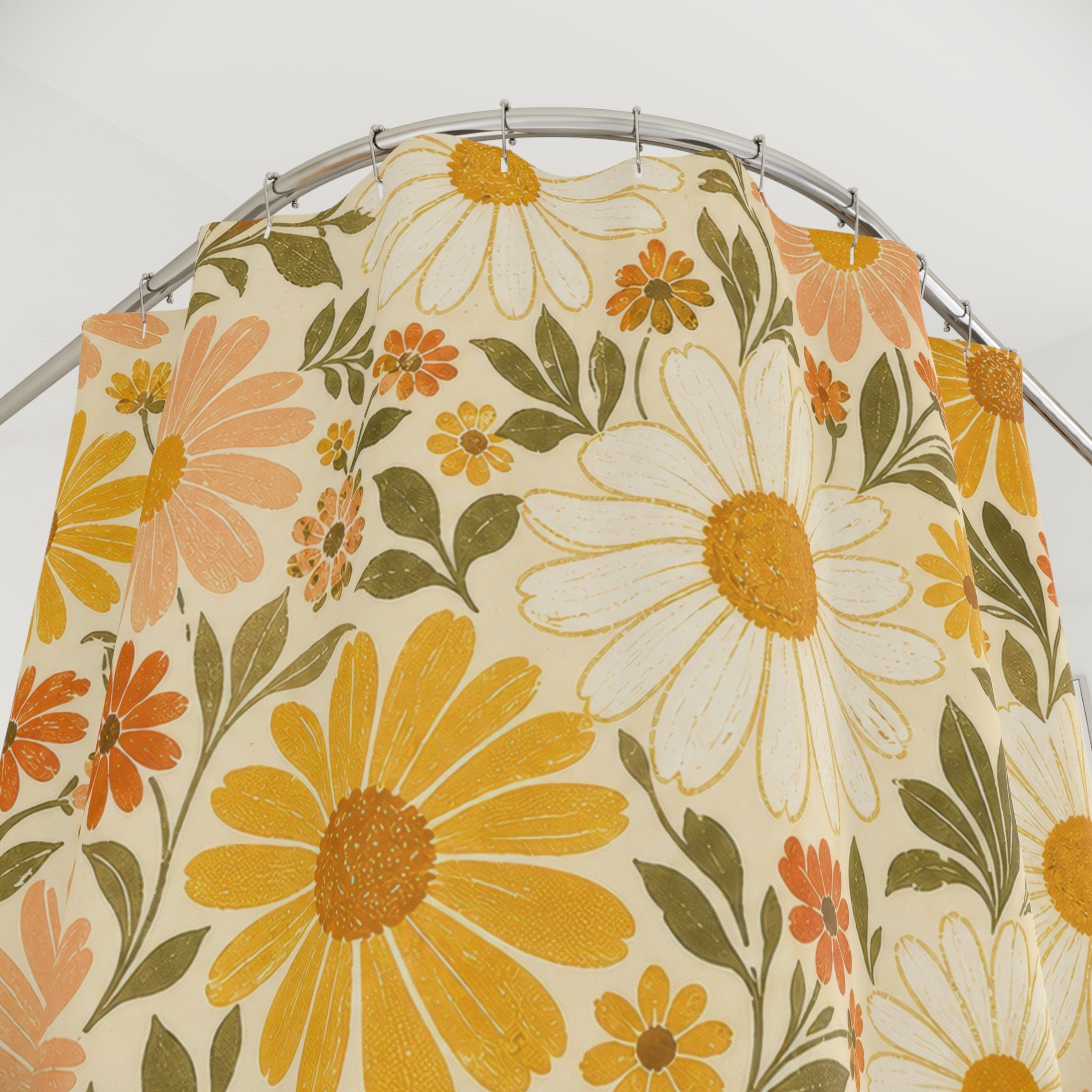 Yellow Floral Garden Daisy Shower Curtain