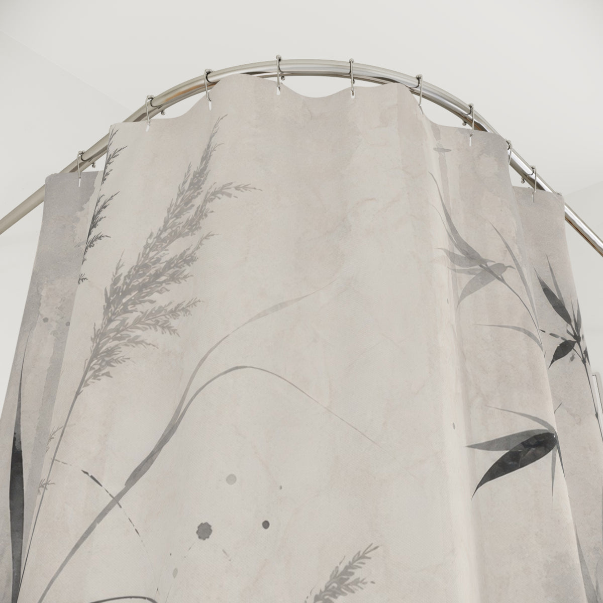Gray Meadow Grass Shower Curtain