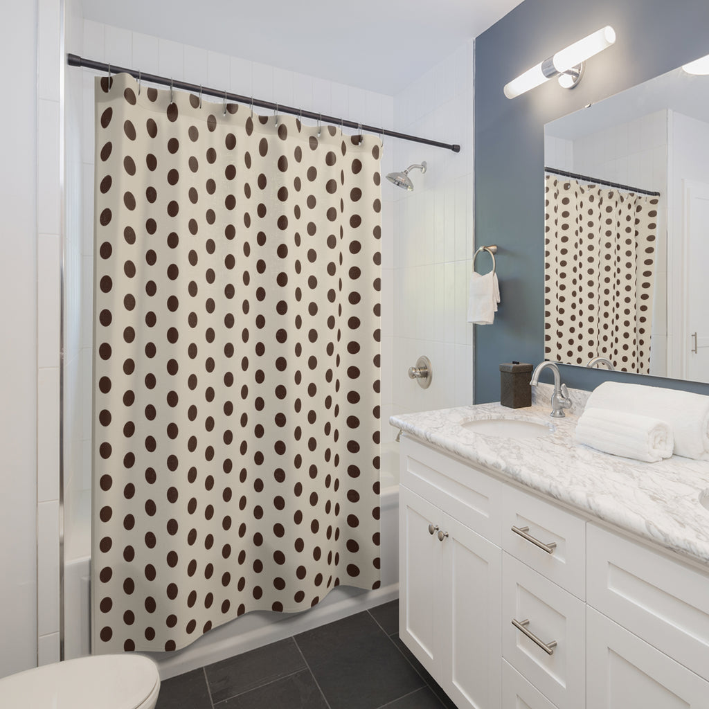 Oversized Chocolate Polka Dot Shower Curtain