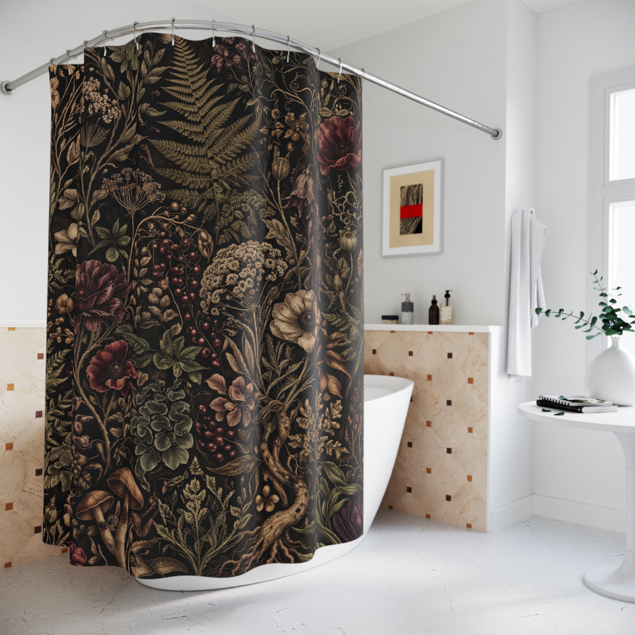 Dark Academia Apothecary Shower Curtain – Moody Botanical