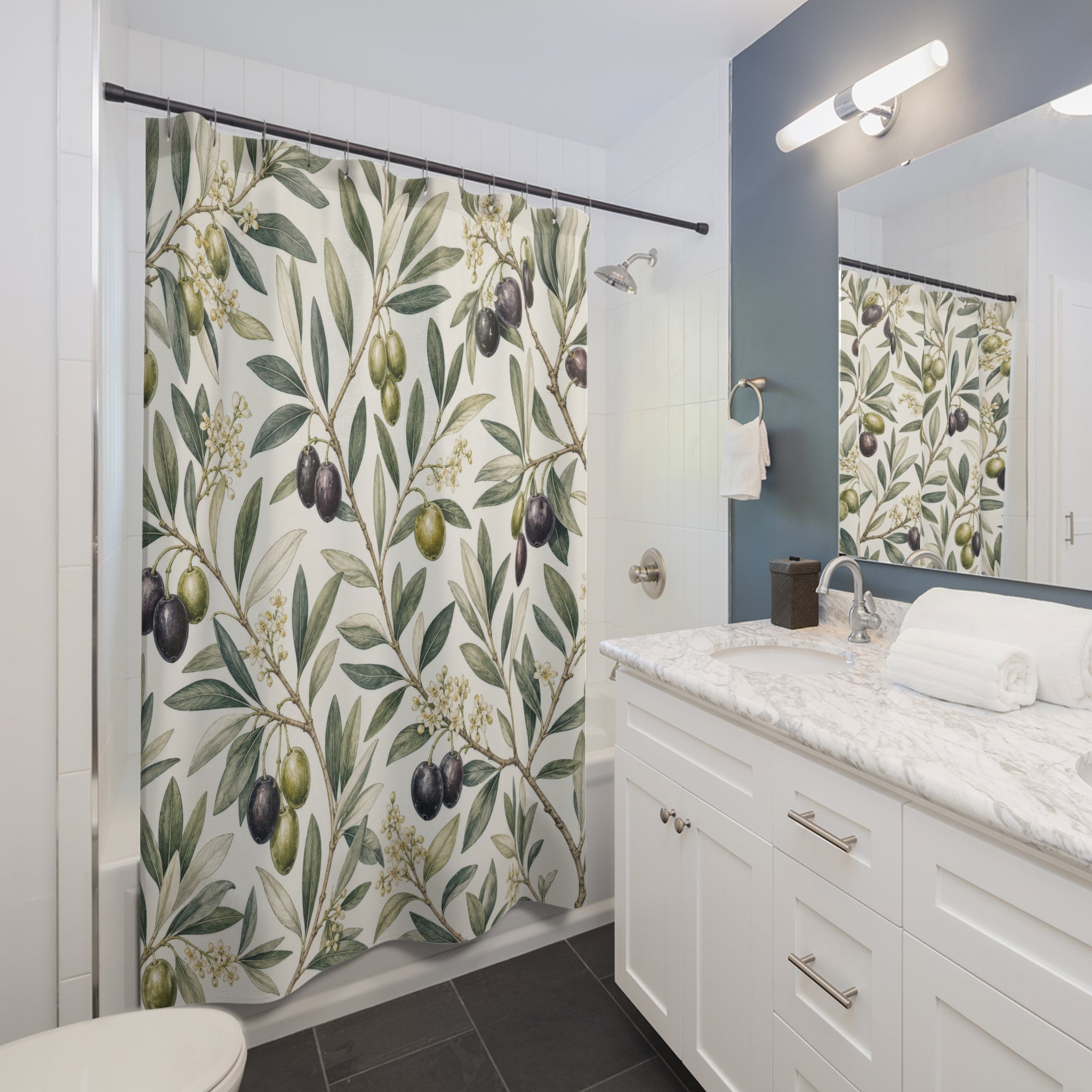 Olive Branch Botanical Plant Shower Curtain