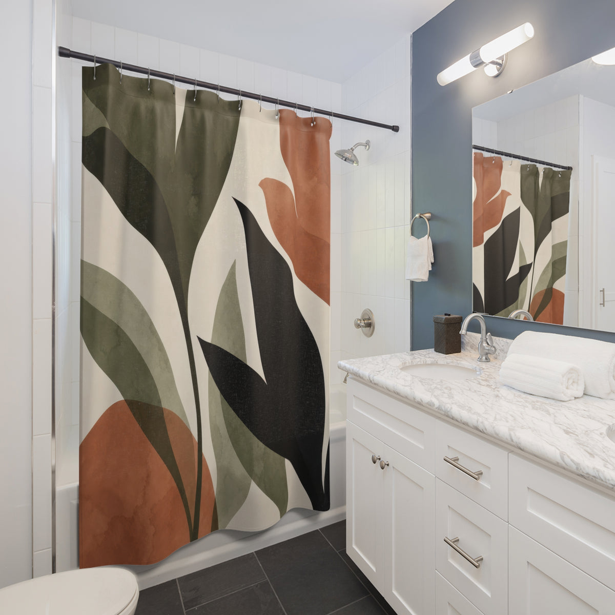 Sage Terracotta Botanical Shower Curtain