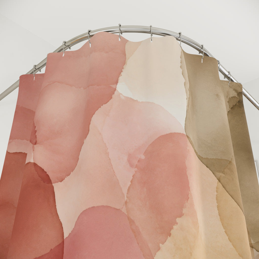 Blush Pink Terracotta Abstract Shapes Shower Curtain