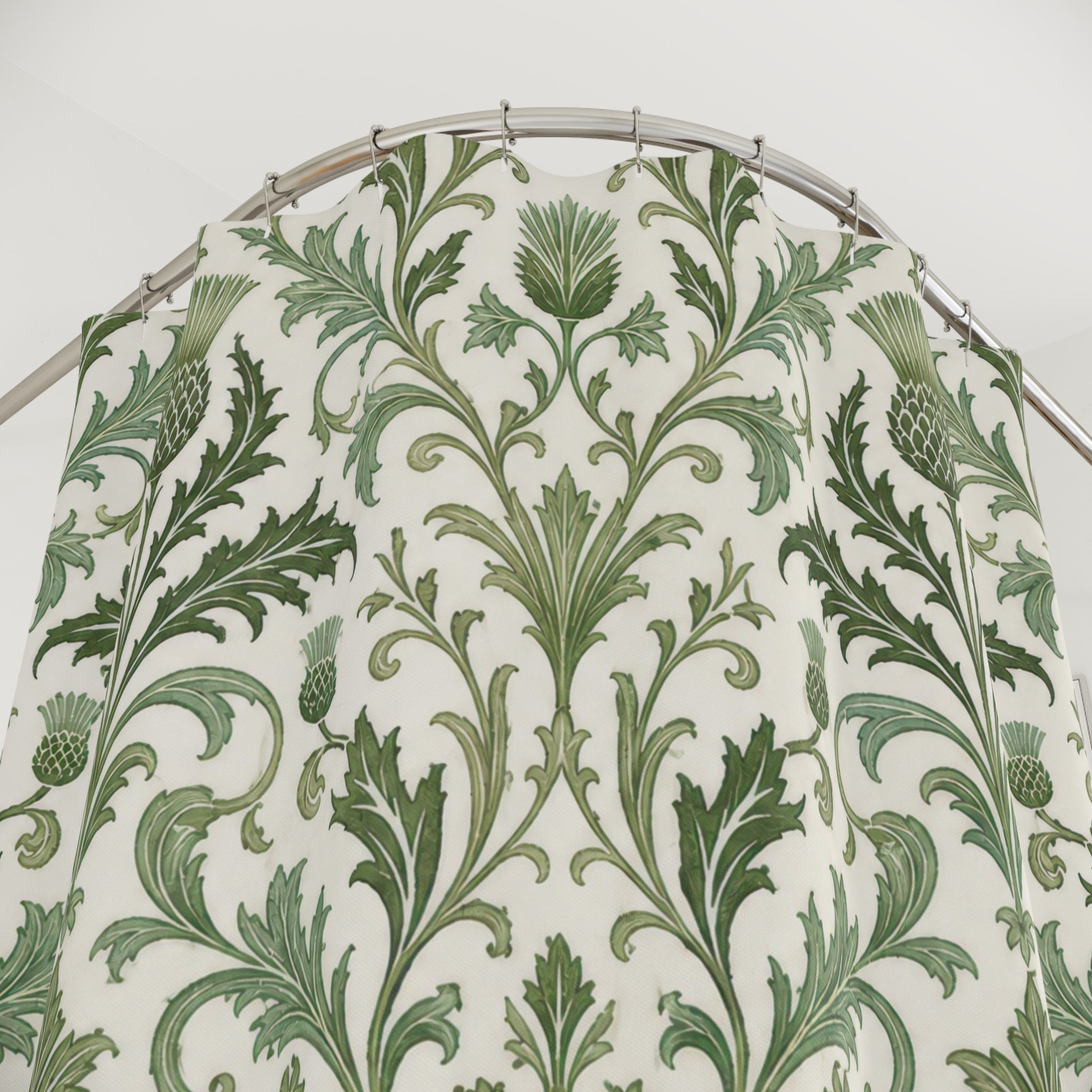 Botanical Damask Leaf Shower Curtain