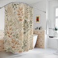 Boho Botanical Shower Curtain – Sage & Camel Neutrals