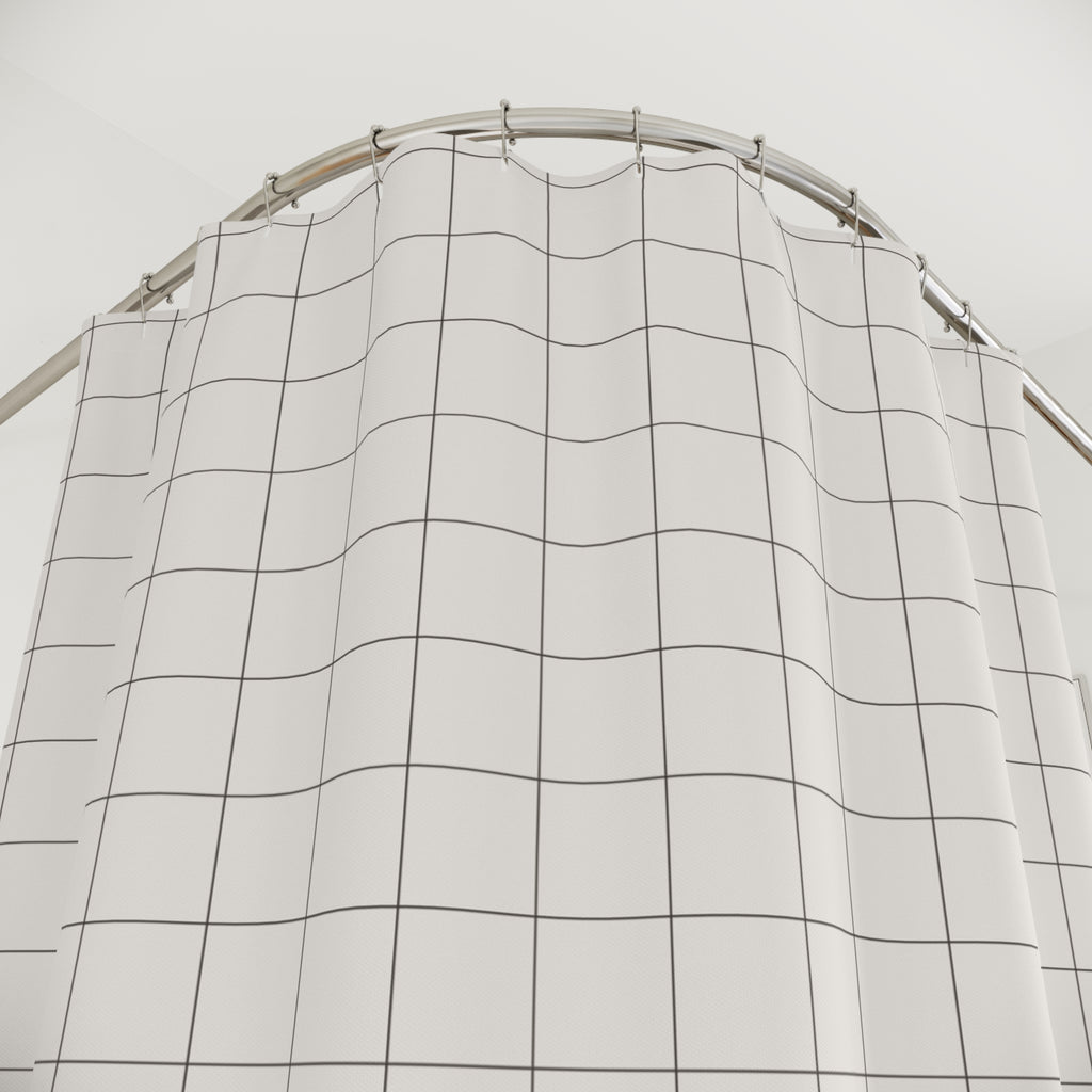 Charcoal Windowpane Shower Curtain – Minimal Cream