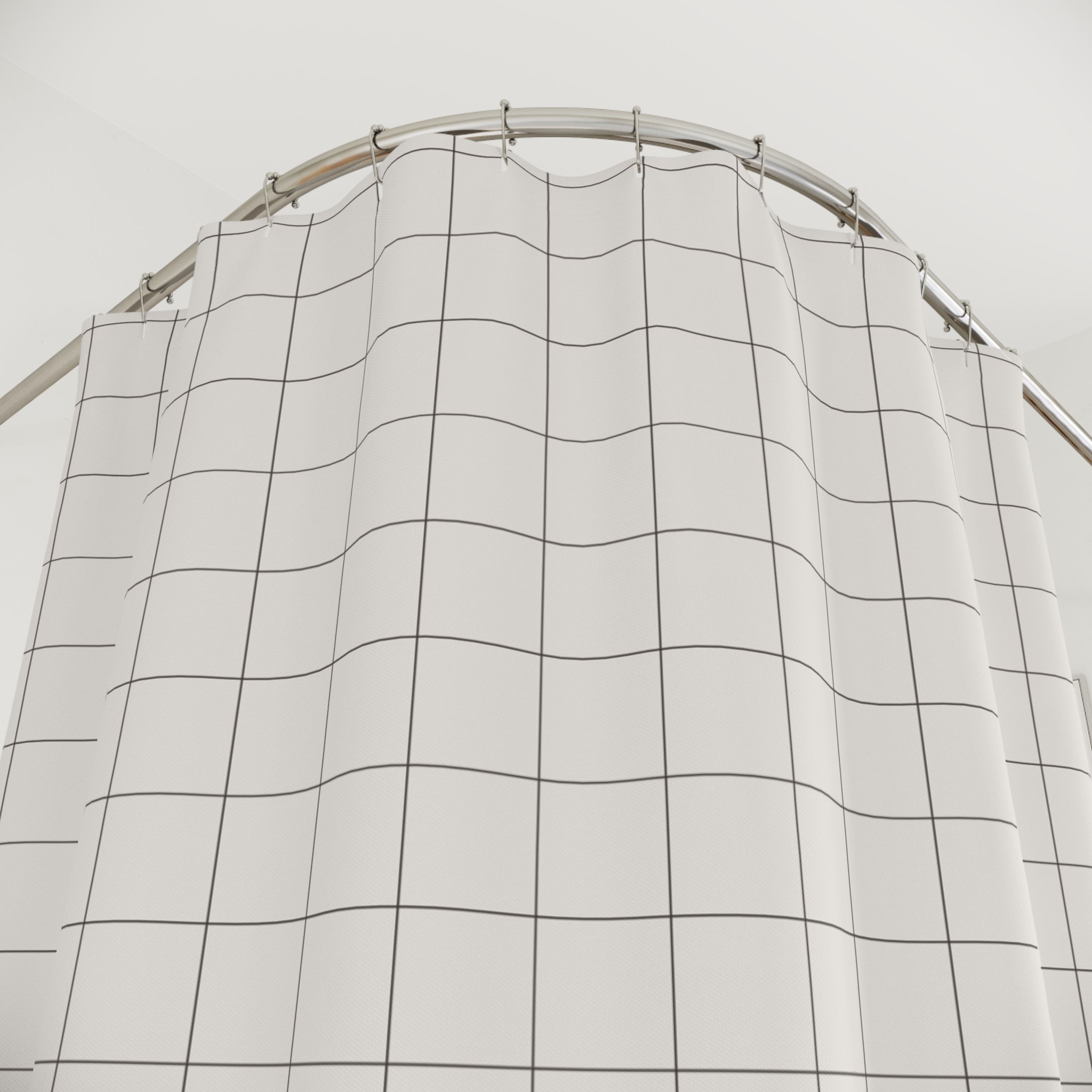 Charcoal Windowpane Shower Curtain – Minimal Cream