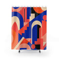 Cobalt Coral Geometric Shower Curtain