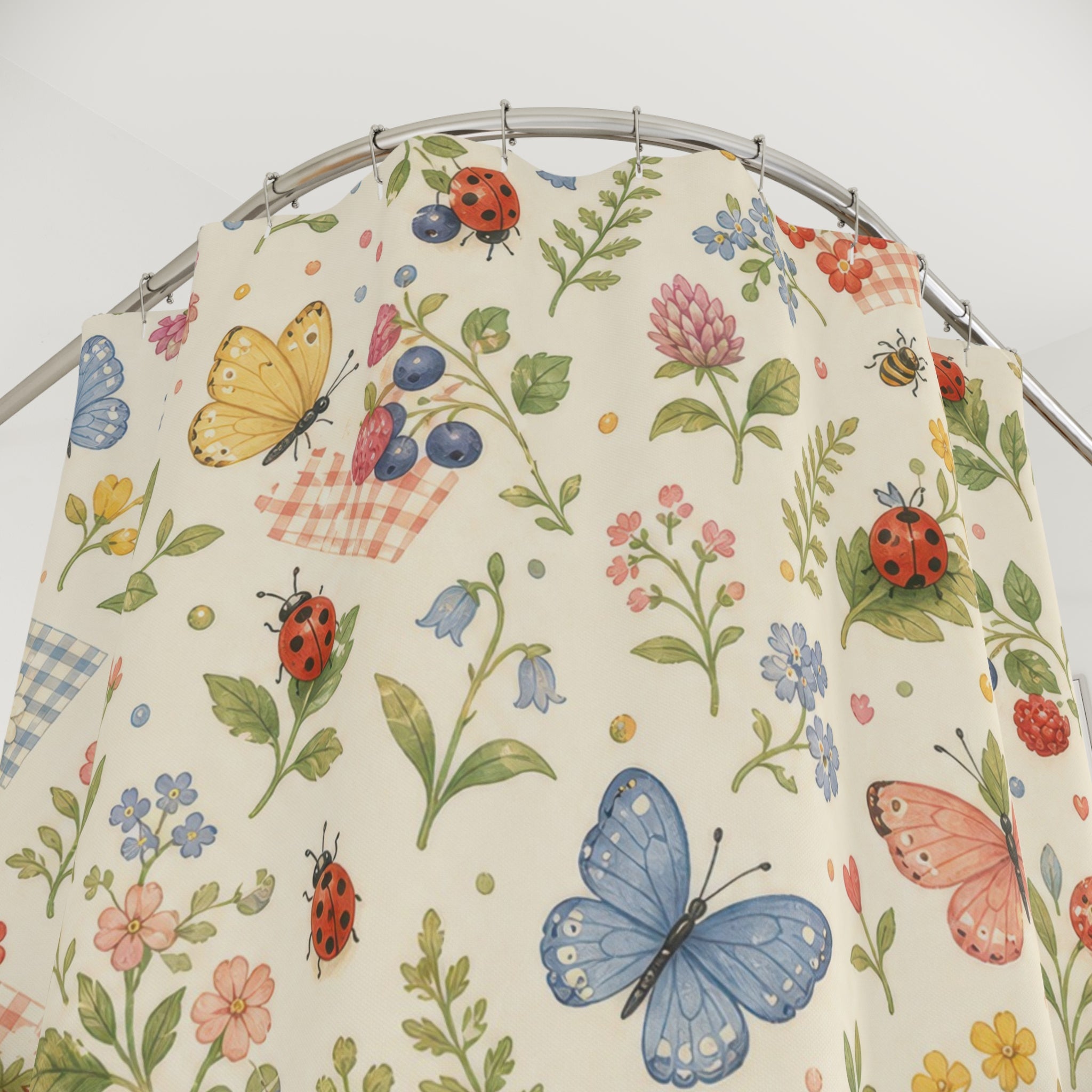 Cute Butterfly Wildflower Shower Curtain