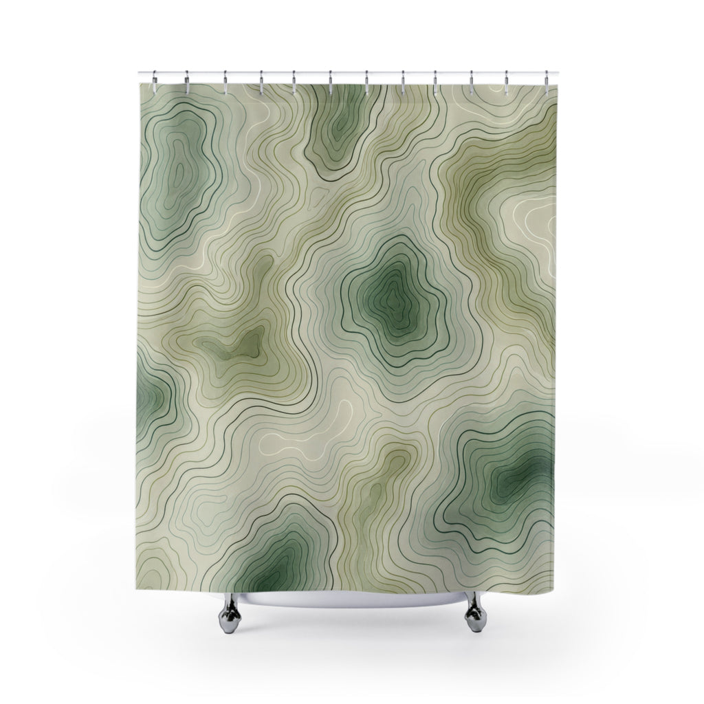 Green Abstract Line Shower Curtain